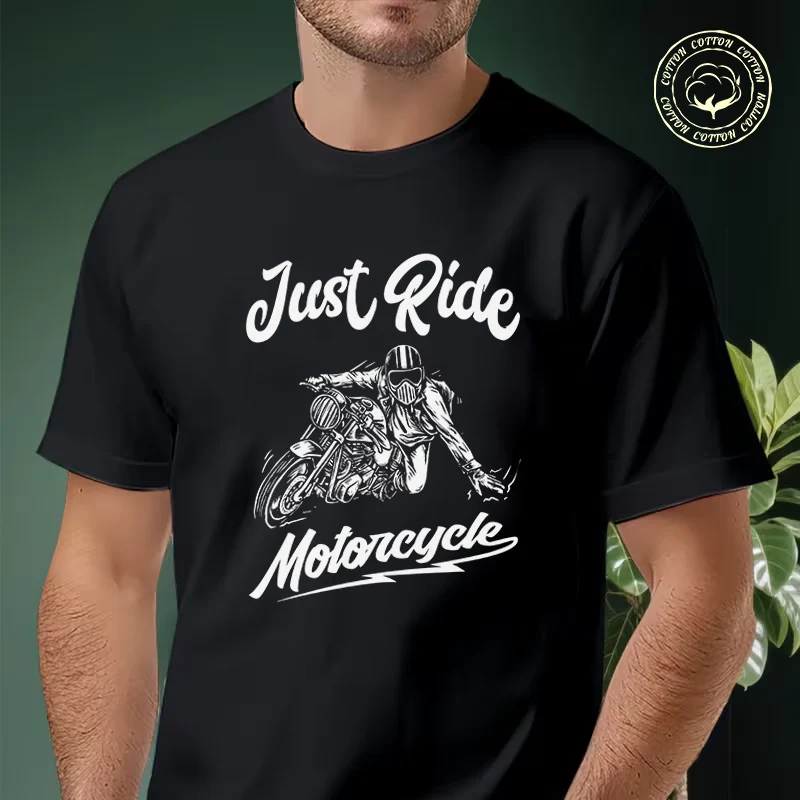 

Just Ride Motorcycle Men's Moto T Shirt Casual Dress High Quality Mens Cotton Round Neck Short Sleeved T-shirt