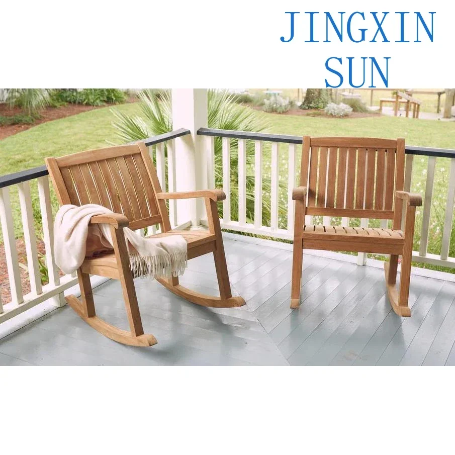Classic style apartment balcony relaxing teak sofa chair furniture patio wood outdoor rocking
