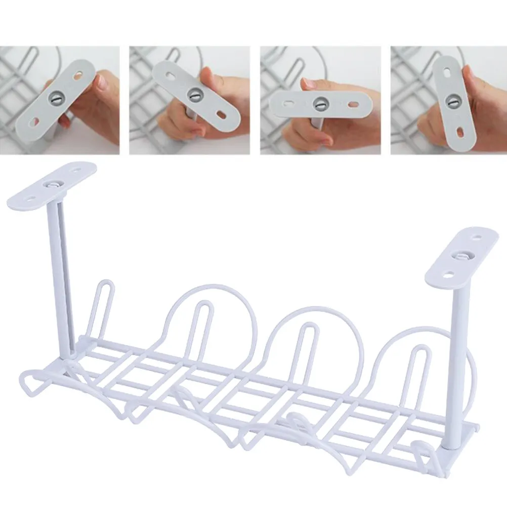 2Pcs Portable Desk Hanging Storage Basket – Traceless Office Organizer for Desk Shelf