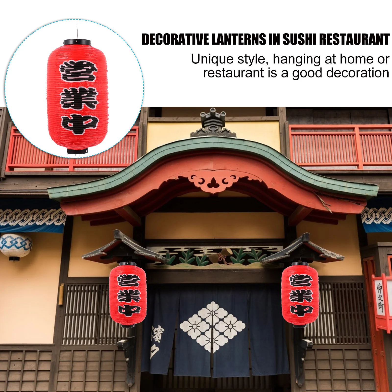 

Waterproof Red Sushi Lantern Japanese Style PVC Hanging Home Decor Restaurant Adornment Festive Atmosphere Plastic Pendant Lamp