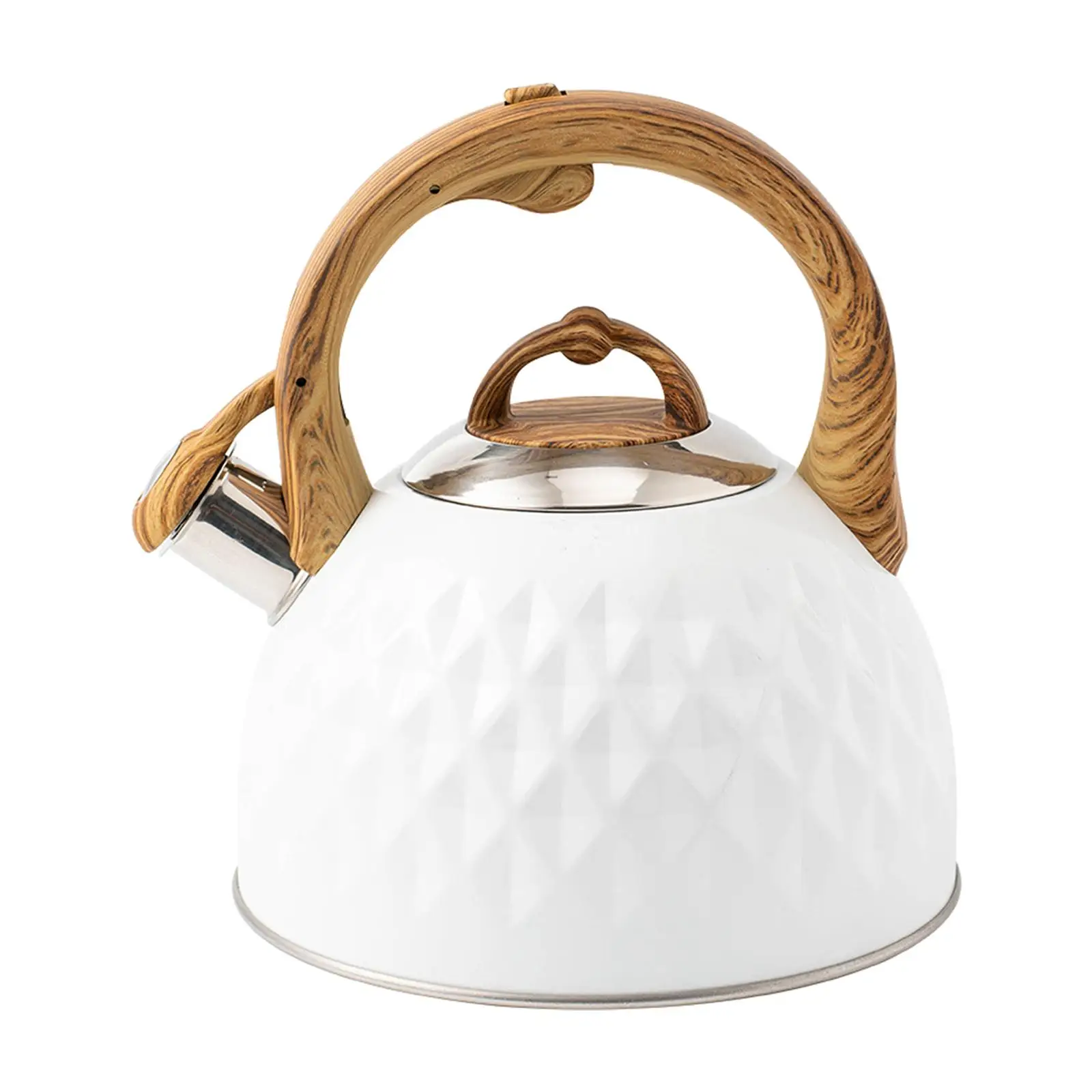 3L Loud Whistling Kettle Cookware with Wood Pattern Handle Stainless Steel Tea Kettle