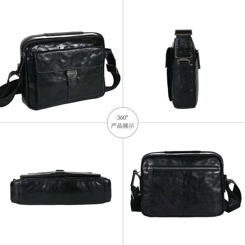 BALIDIYA Cowhide crossbody bag for men's commuting, simple style, large capacity shoulder bag, high-end and casual shoulder bag