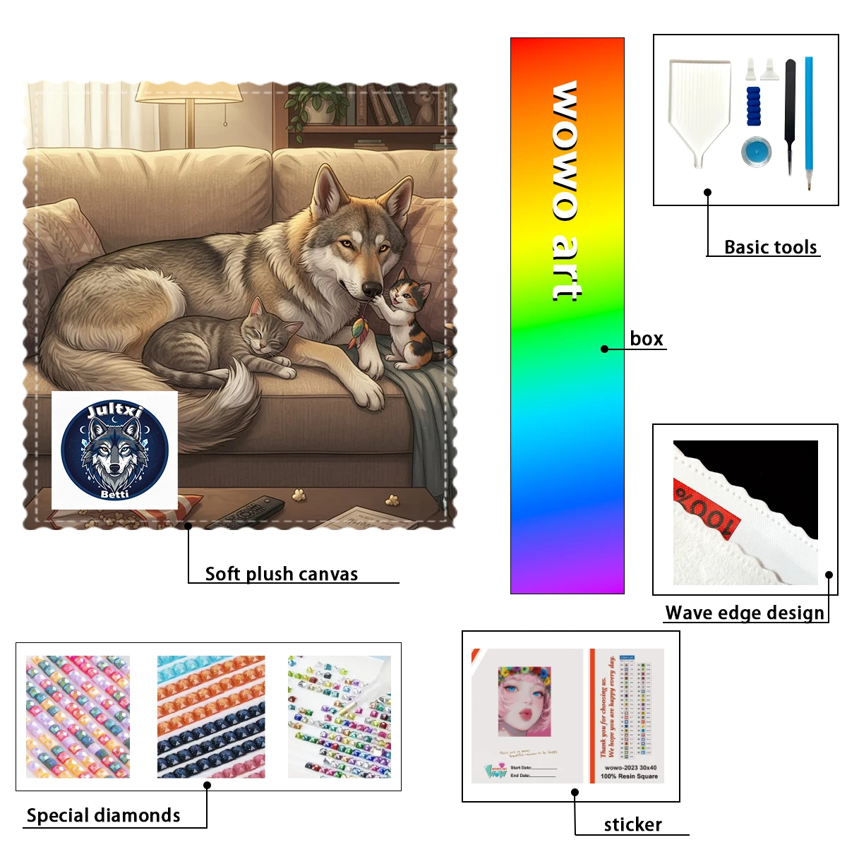 

【Betti_ Diamond Art】The Wolf and the sofa Crystal AB Rhinestone FD Rhinestone Perfect Resin Diamond