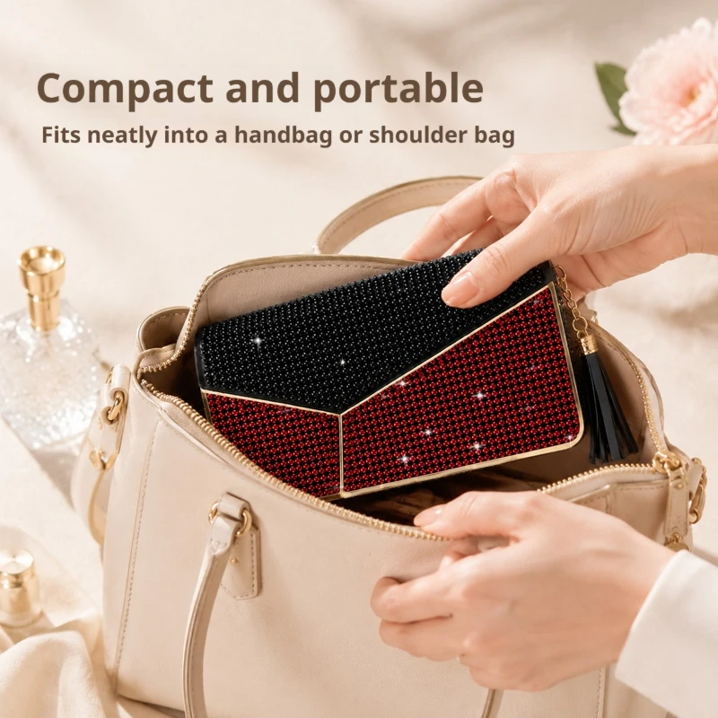 Sparkling Rhinestone Tassel Women's Long Wallet, Large Capacity Multi-Card Slot Wallet, Fashionable Rhinestone Clutch Bag, Women
