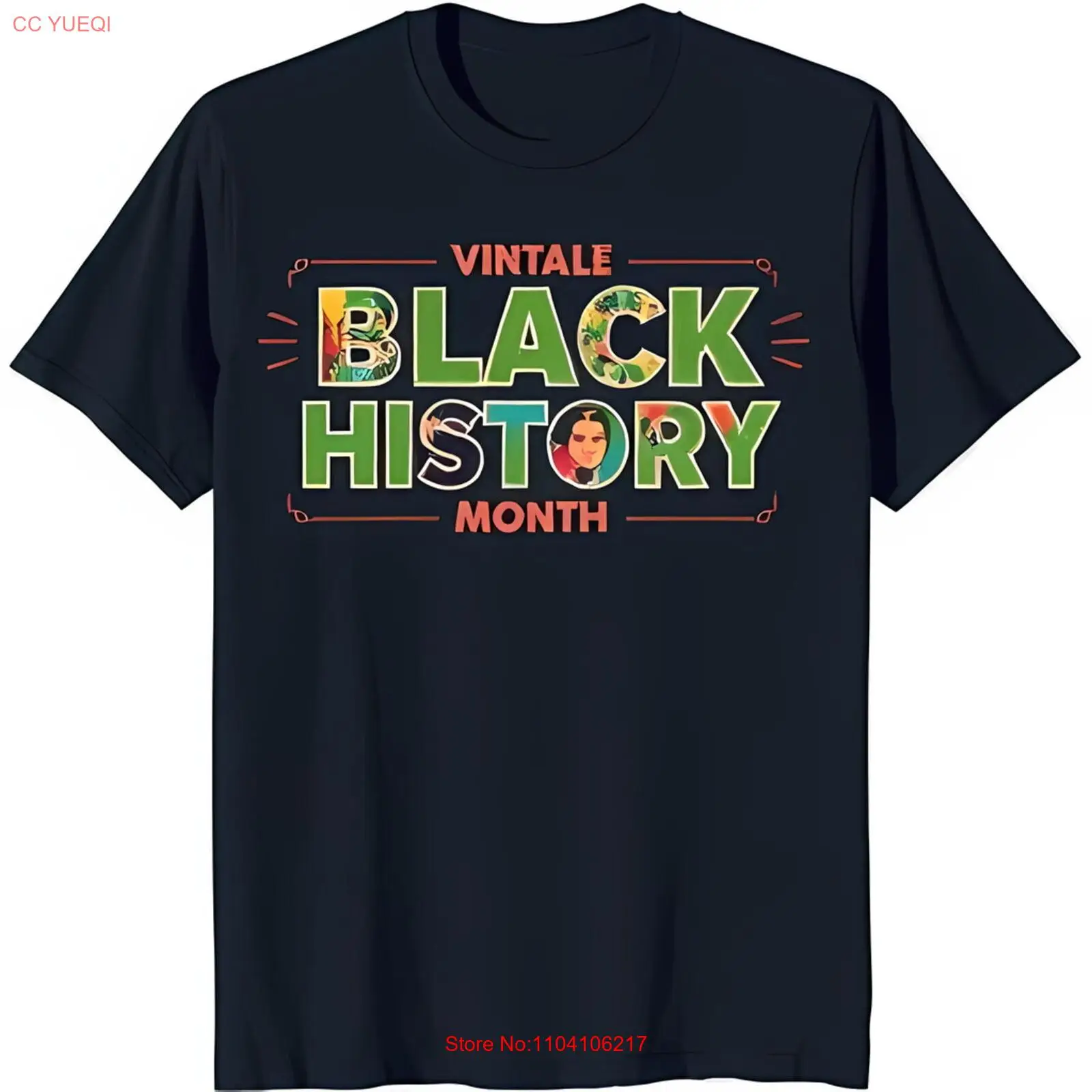 

Черная футболка VINTALE «Месяц истории» в стиле ретро с красочной каймой