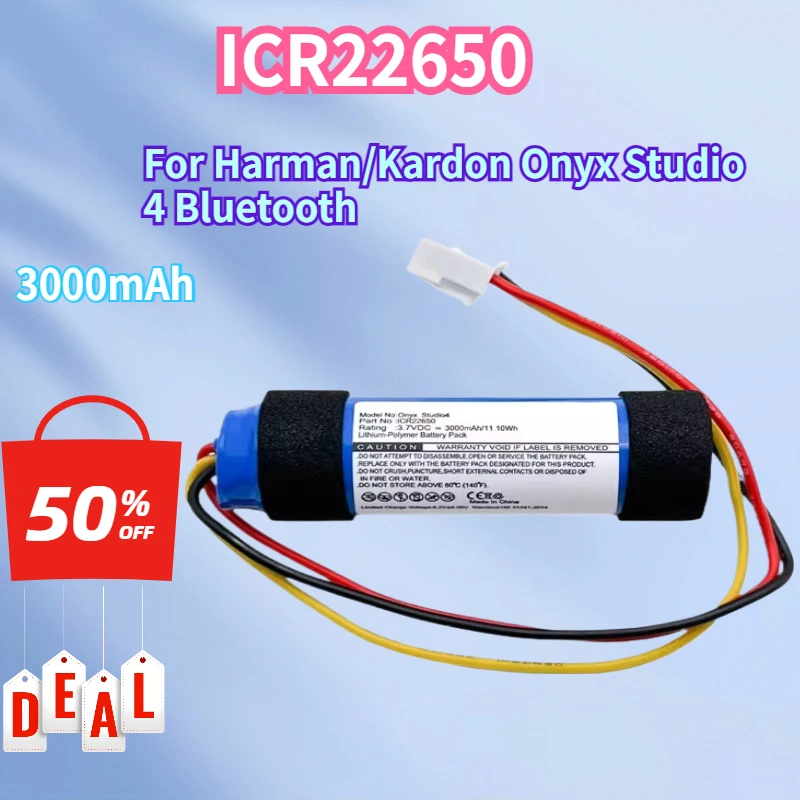 

Brand New Battery ICR22650 3000mAh Battery For Harman Kardon Onyx Studio4 Bluetooth Rings Speaker Replacement Batteries
