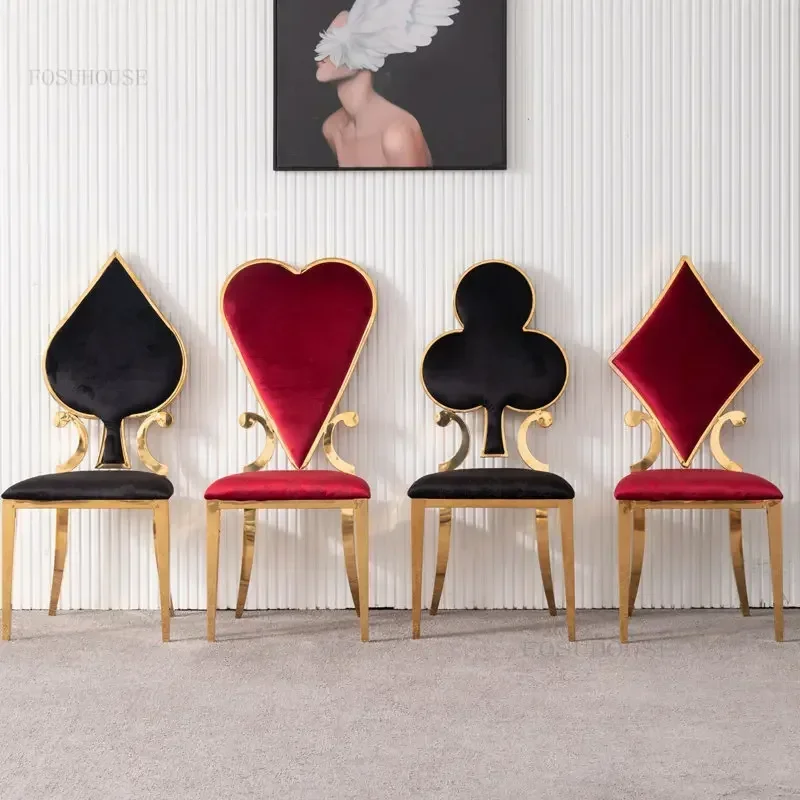 

European designer Flannel Dining Chair Minimalist Modern Soft Cushion Poker Dining Chair Home Furniture Custom Dining room Chair