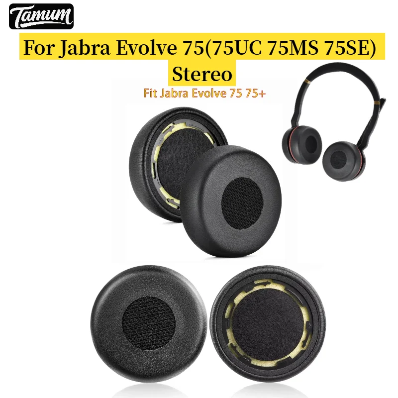 Headphone Earpads for Jabra Evolve 75(75UC 75MS 75SE) Stereo Headphones Replacement Ear Pads Cover Cushions Pillow Repair Parts