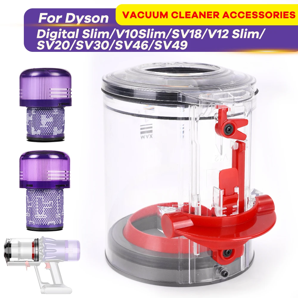 

Dust Bin for Dyson Digital Slim V10 Slim V12 Slim SV18 SV20 SV30 SV46 SV49 Vacuum Cleaner,Replacement Dust Cup + HEPA Filter Kit