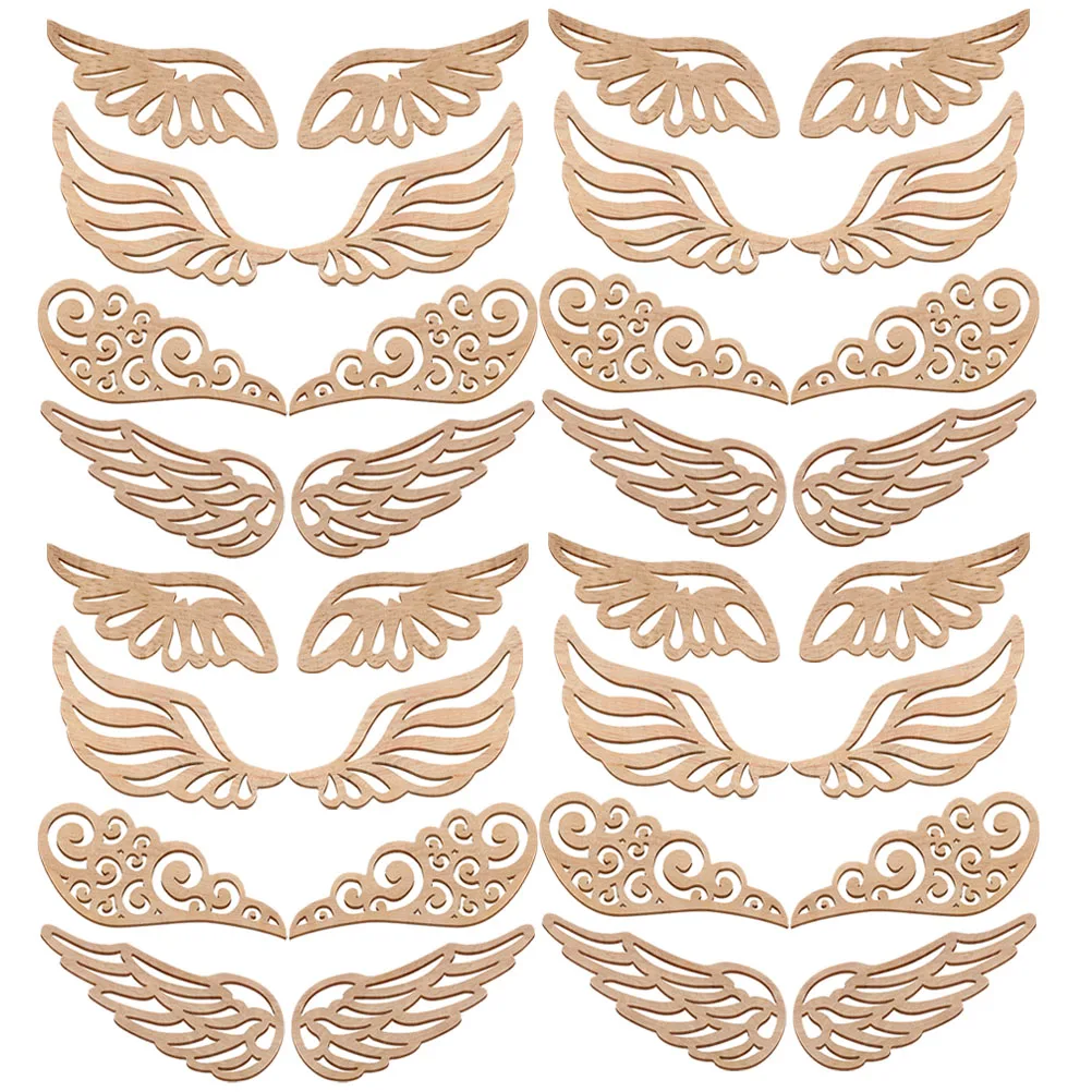 

40pcs Wood Wing Cutouts Blank Unfinished Wooden Slices For Diy Crafts Painting Coloring Christmas Ornament Decor Tree Hanging