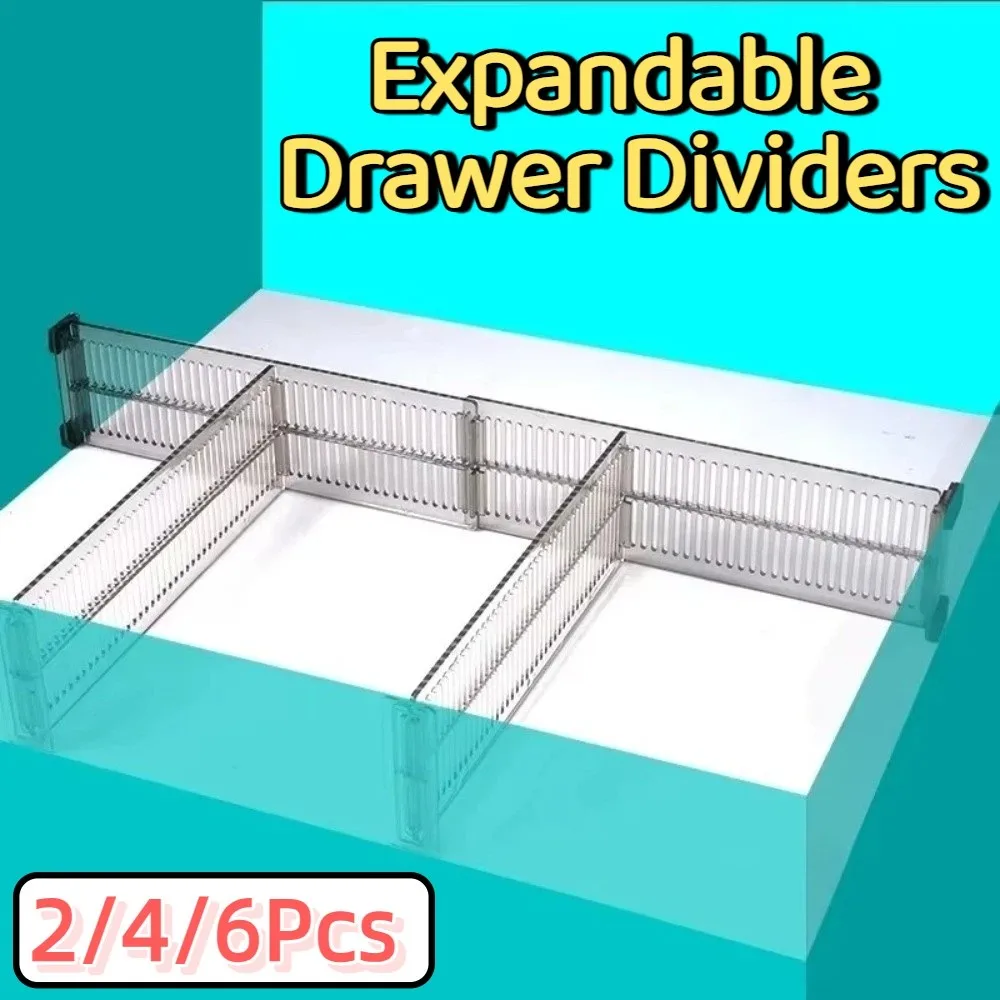 2/4/6Pcs Adjustable Expandable Drawer Dividers 10.8-20inch Secure Fit Drawer Partition Board Save Space Flexible Combination