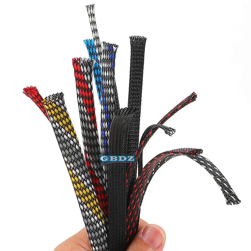 1m 2/4/6/8/10/16mm Cable Sleeve Snakeskin Mesh Protection Nylon Tight PET Expandable Insulation Sheath Braided Cotton Yarn