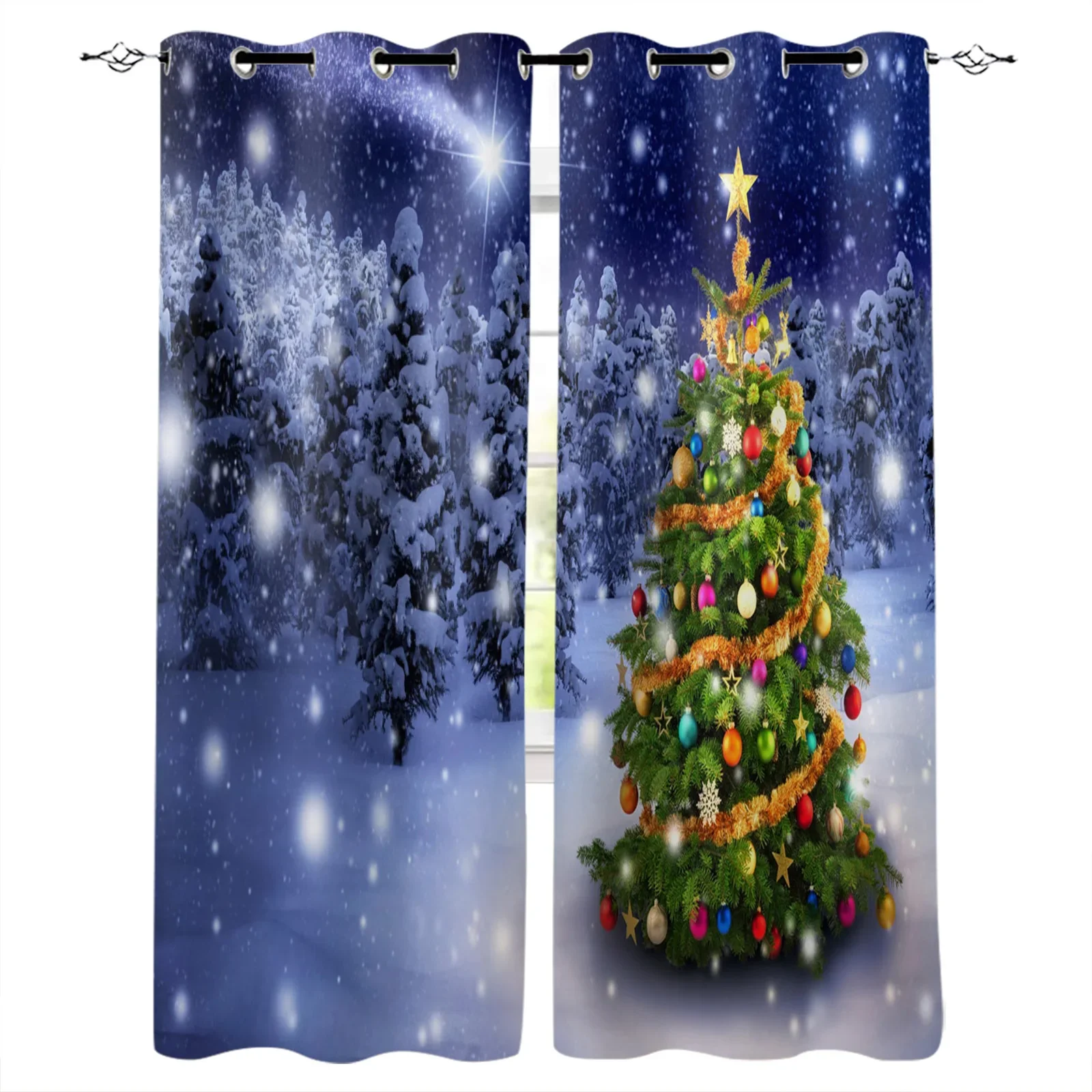 Santa Claus Christmas Decoration Christmas Blackout Curtains 3D Print Window Curtain Bedroom Living Room Decor Window Treatments