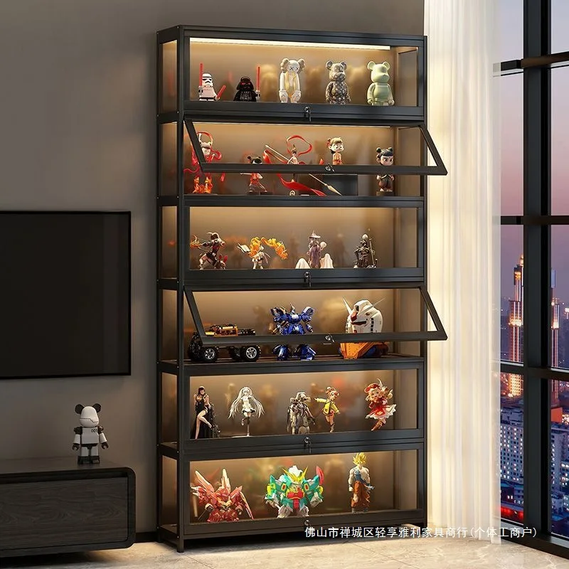 Vitrine de figurines en verre Transparent, anti-poussière, serrure d'exposition, jouets, boîte de rangement en acrylique, bibliothèque, organisateur d'étagères