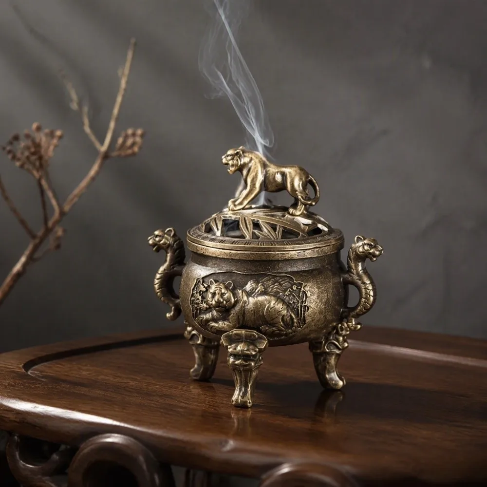 New Alloy Incense Burner Animal Figurine Hollow Out Incense Holder Chinese Style 3/4 Legs Aromatherapy Tool Home Decoration