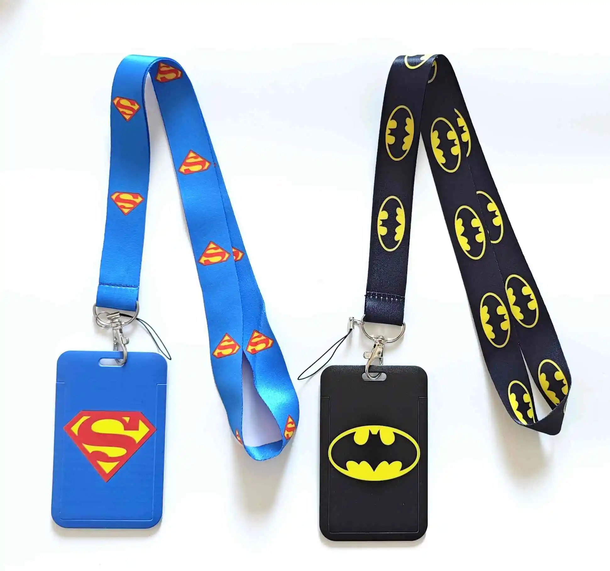 POP MART Batman Superman Cartoon PVC Card Cover Student Campus Hanging Neck Bag Card Holder Lanyard ID Card Holders key chain