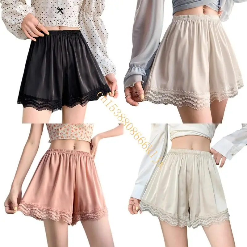 Pantaloni sicurezza sotto gonna elastico rivestimento in pizzo elastico gamba larga gamba sciolta cortometrali culottes 066c