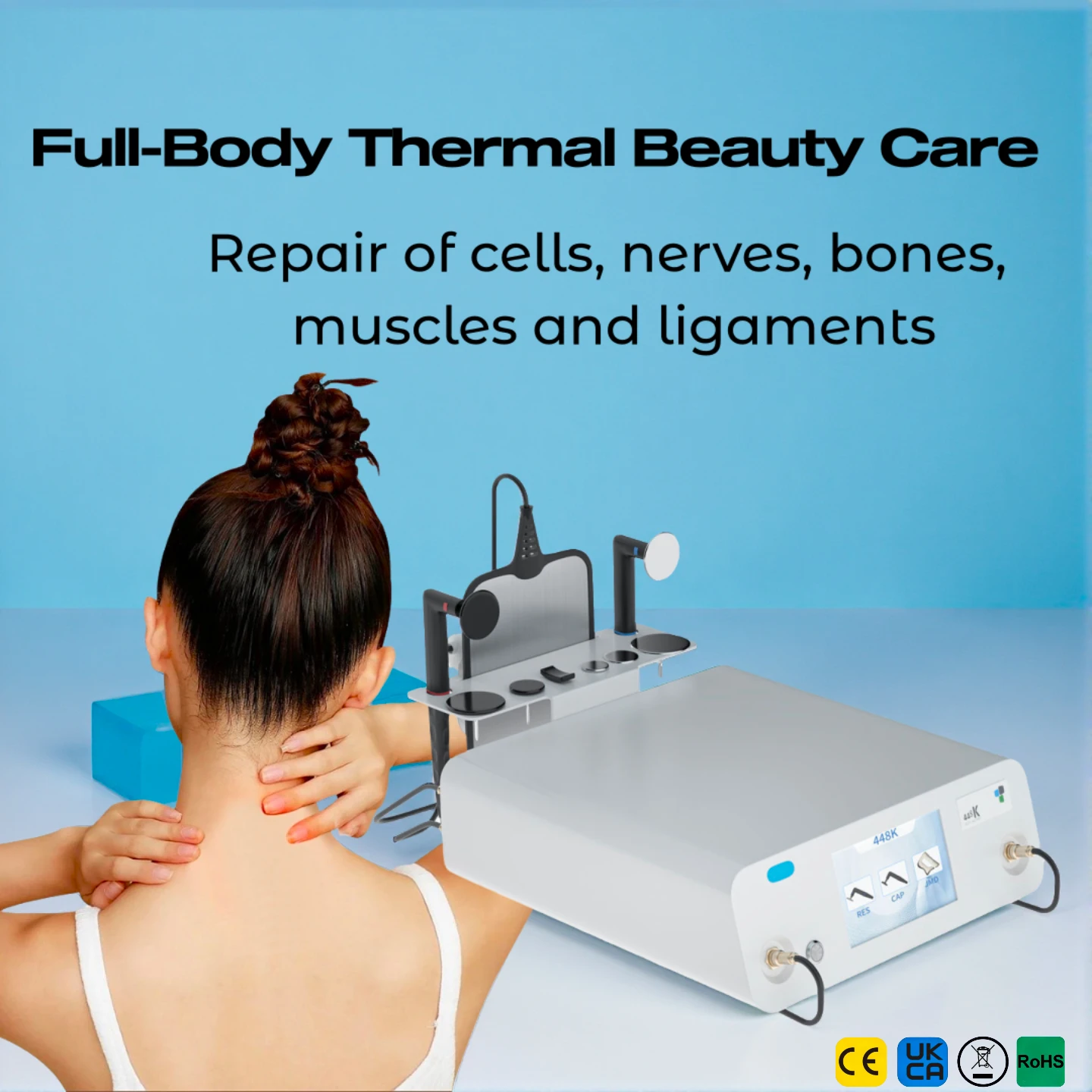 

Professional 448KHz RF Skin Tightening Machine Portable Body Slimming & Facial Care Pain Relief Device for Home Salon Use