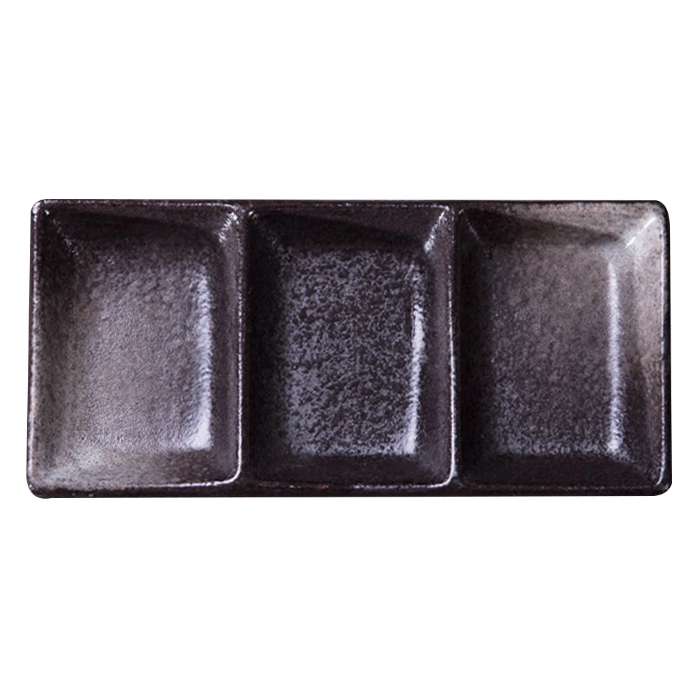 

Triple Ceramic Sauce Dish Set Smooth Edges Practical Kitchen Condiment Plate Dipping Dish Seasoning Saucer for Soy Sauce Snacks