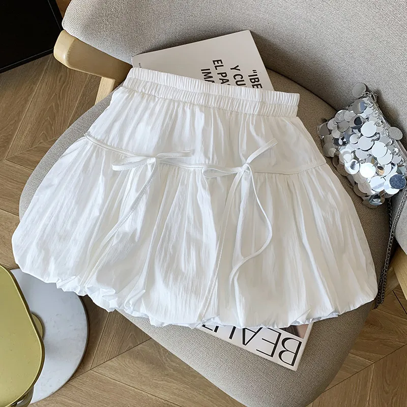 Slimming High Waist  Knot Flower Bud  Skirt Women's Hip Concealing Long Leg Lengthening Short Skirts