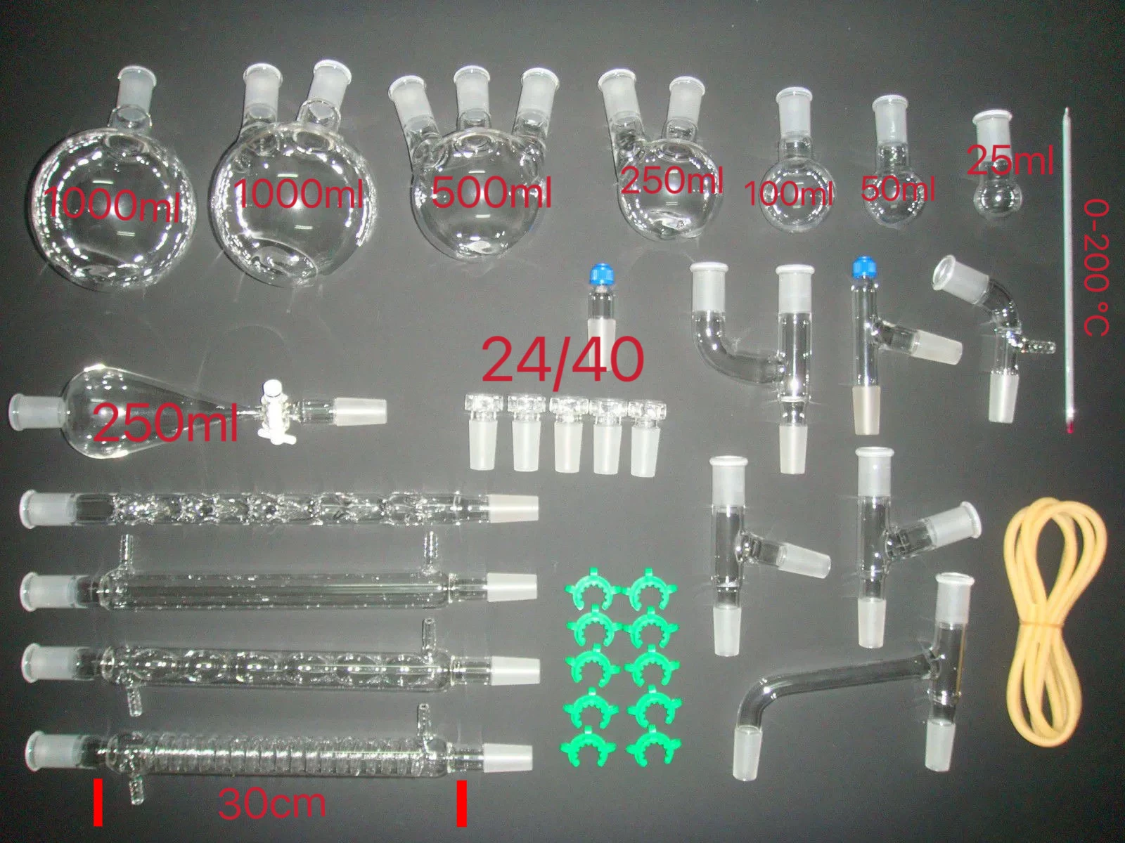 【36 Piece Set】 24/40, Glass Still, Laboratory Distillation Equipment Chemistry Glassware Kit