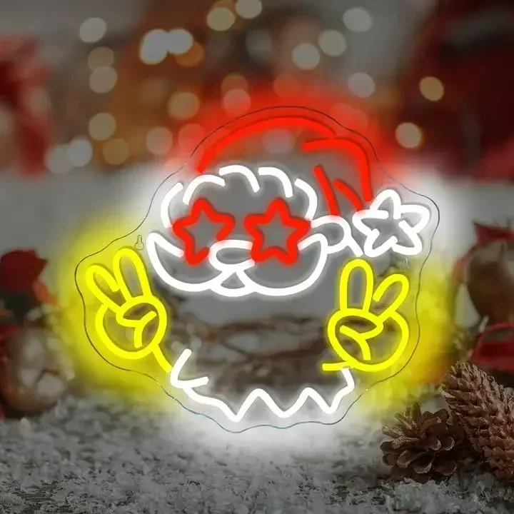 عيد الميلاد سانتا كلوز النيون LED ضوء النيون تسجيل جدار الفن الديكور ل غرفة نوم بار حفلة هدية USB بالطاقة #1