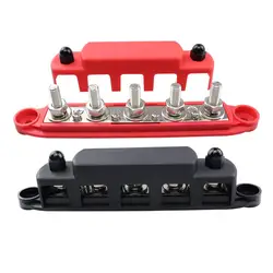 M8 5 Studs Power Distribution Block 300 Amp Rating BUSBAR With Cover Bus Bar for Car Boat Auto Yacht RVs (1pc/2pcs)