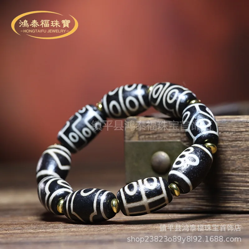 

Натуральный Тибетский браслет из трех реальных старых девяти глаз, браслет бога богатства тяньчжу