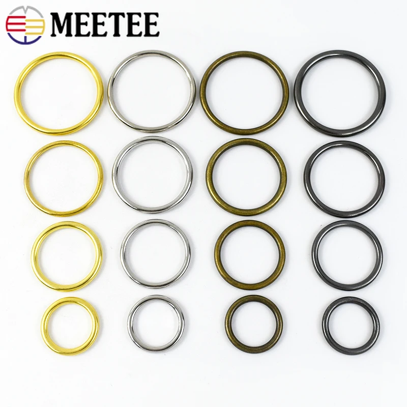 20Pcs Meetee 20-50mm Metal O Ring Buckle Bag Shoes Adjuster Clasp Webbing Strap Rings Connector Hook DIY Hardware Accessories