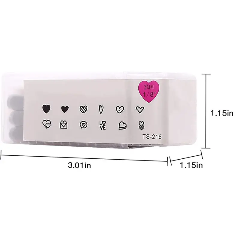Reliable- 12 Piece Heart-Shaped (Love) Metal Stamp Set, 3mm (1/8 Inch) Metal Punch Stamp Kit for Metal Punching