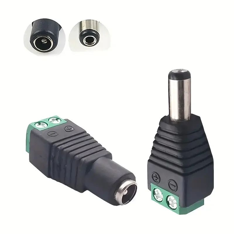 DC Male Female Connector DC12V 2.1mm X 5.5mm DC Power Plug Adapter Connector for CCTV Cameras LED Strp