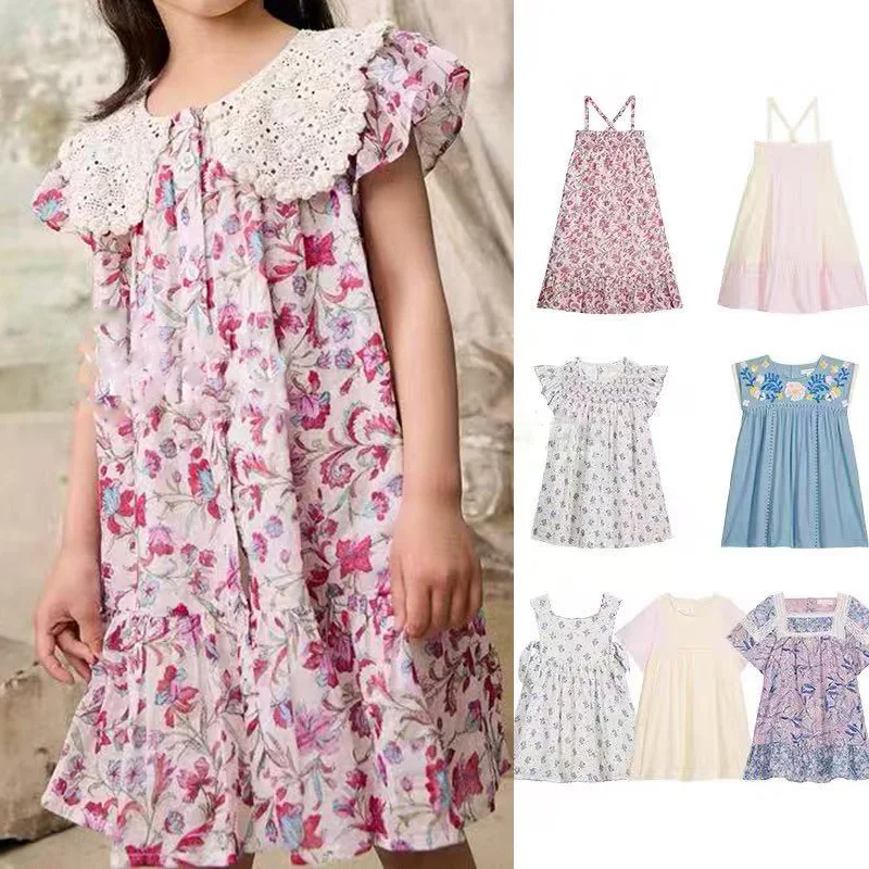 

Детские комплекты 2026 LM: Летние хлопковые платья для девочек с вышивкой и цветочным принтом, одежда для мам и детей