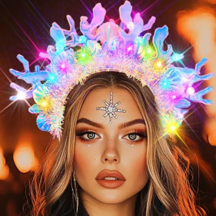 GlowintheDark Mermaid Headband with Seashell Design for Women Perfect for Costume Parties Beach Events and Nighttime Festivals