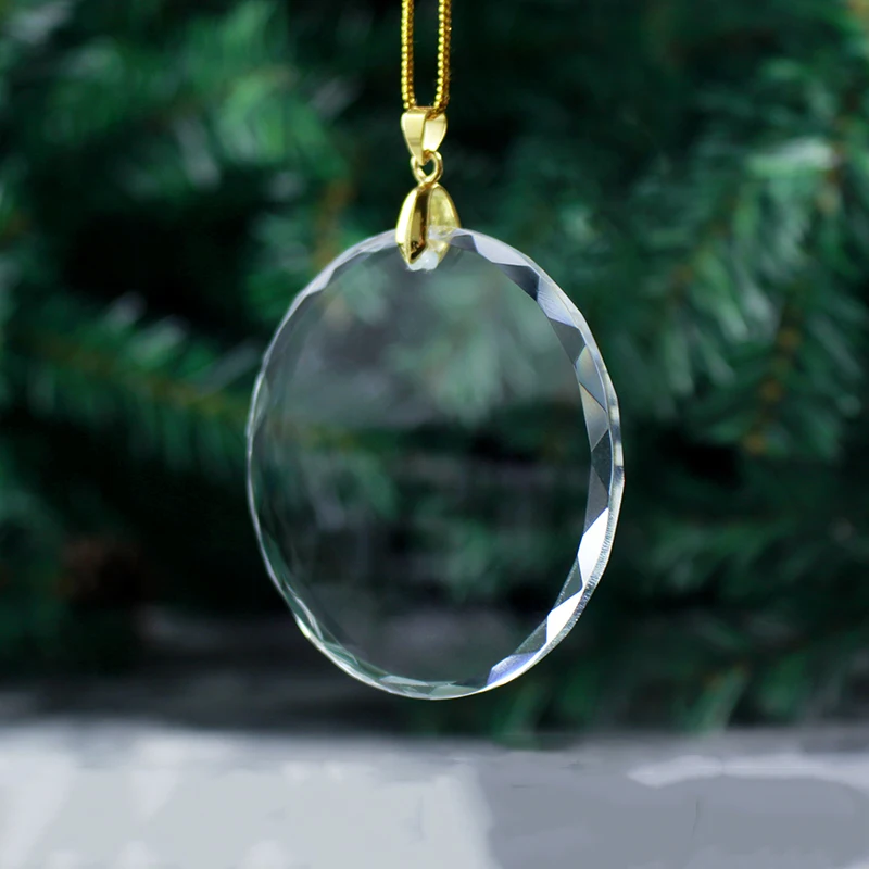 20pcs Wholesale 8cm Clear Round Facet Hanging Glass Ornaments with Gift box Party Favors Christmas Tree Ornament Hang Decoration