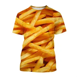 French Fries Pattern T Shirt For Men Potato Food 3D Printed Tees Summer Casual Loose O-Neck Tops Unisex T-Shirts Short Sleeves