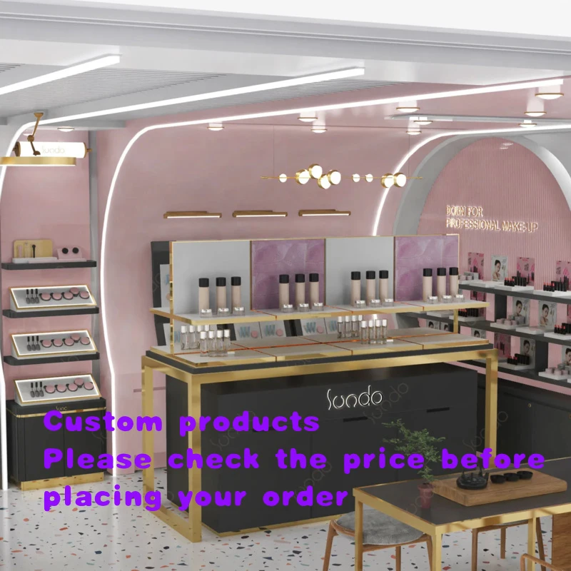 custom.Fashion Design Beauty Salon Make up Stand Showcase Retail Shop Decoration Shelves Shops Cosmetic Display Cabinet