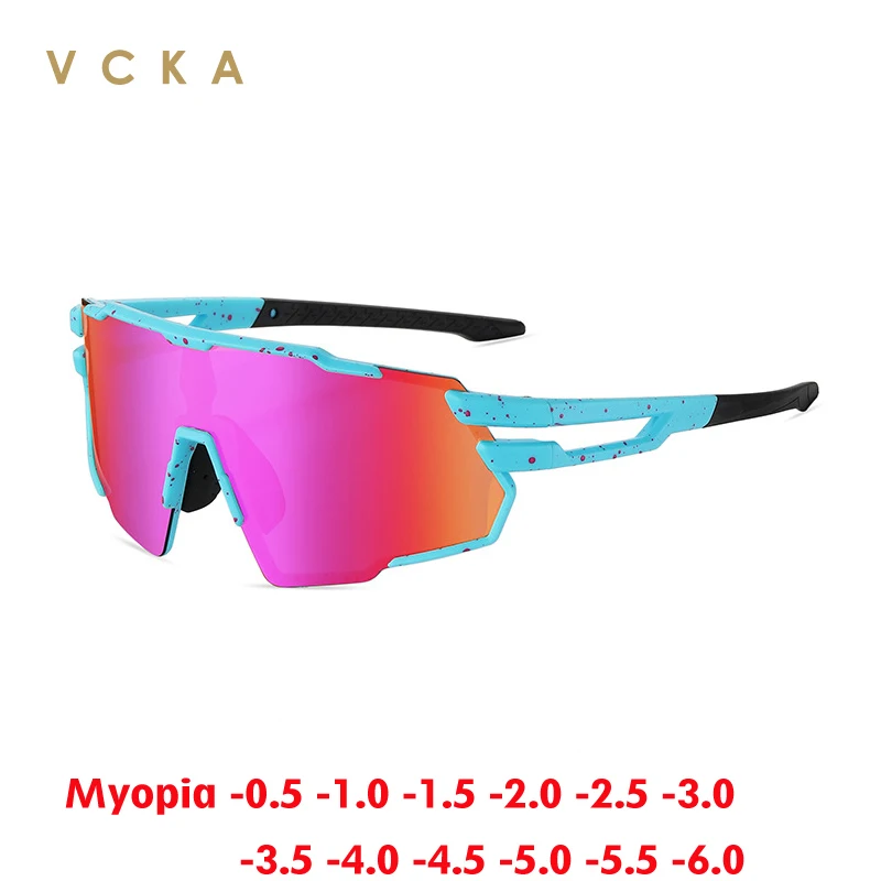 

VCKA TR90 Sports Myopia Sunglasses Men Women Outdoor Riding Polarized Goggles Driving Custom Prescription Glasses -0.50 to -6.0