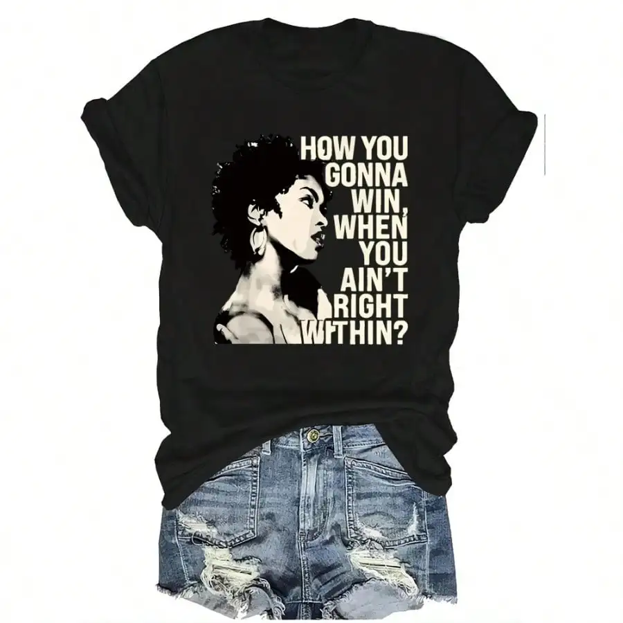 

Women'S Plus Size How You Gonna Win When You Ain't Right Within Printed T Shirt Casual Crew Neck All Season Short Sleeve Tee