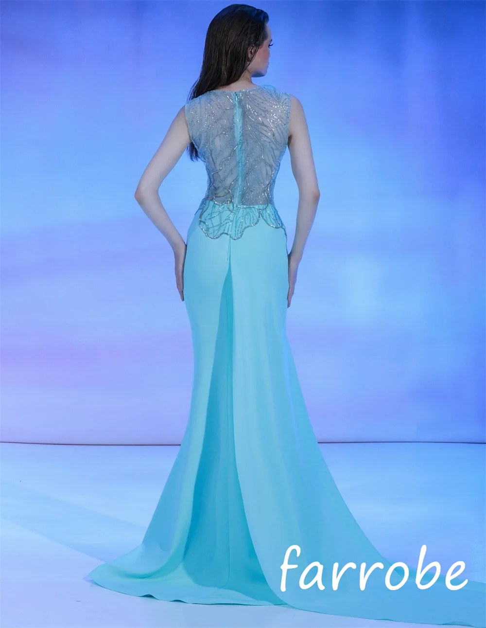 Customized Modern Style Jersey Sequined Pleat Trumpet Strapless Long Dresses Bespoke Occasion Intricate