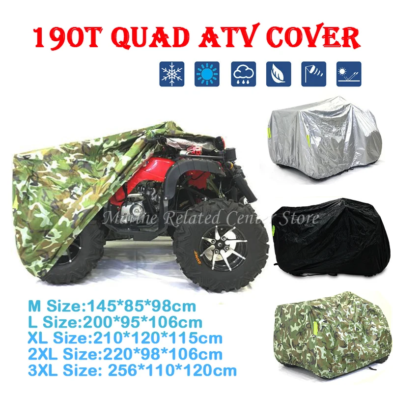 

M L XL XXL XXXL Black Silver Quad Bike ATV Cover Universal 190T Waterproof Motorcycle Vehicle Scooter Kart Motorbike Covers