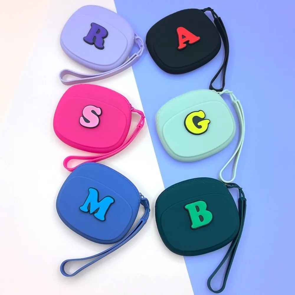 

New Letter Silicone Storage Bag Square Multifunctional Mini Wallet with Lanyard Waterproof Cosmetic Bag Earphone Storage