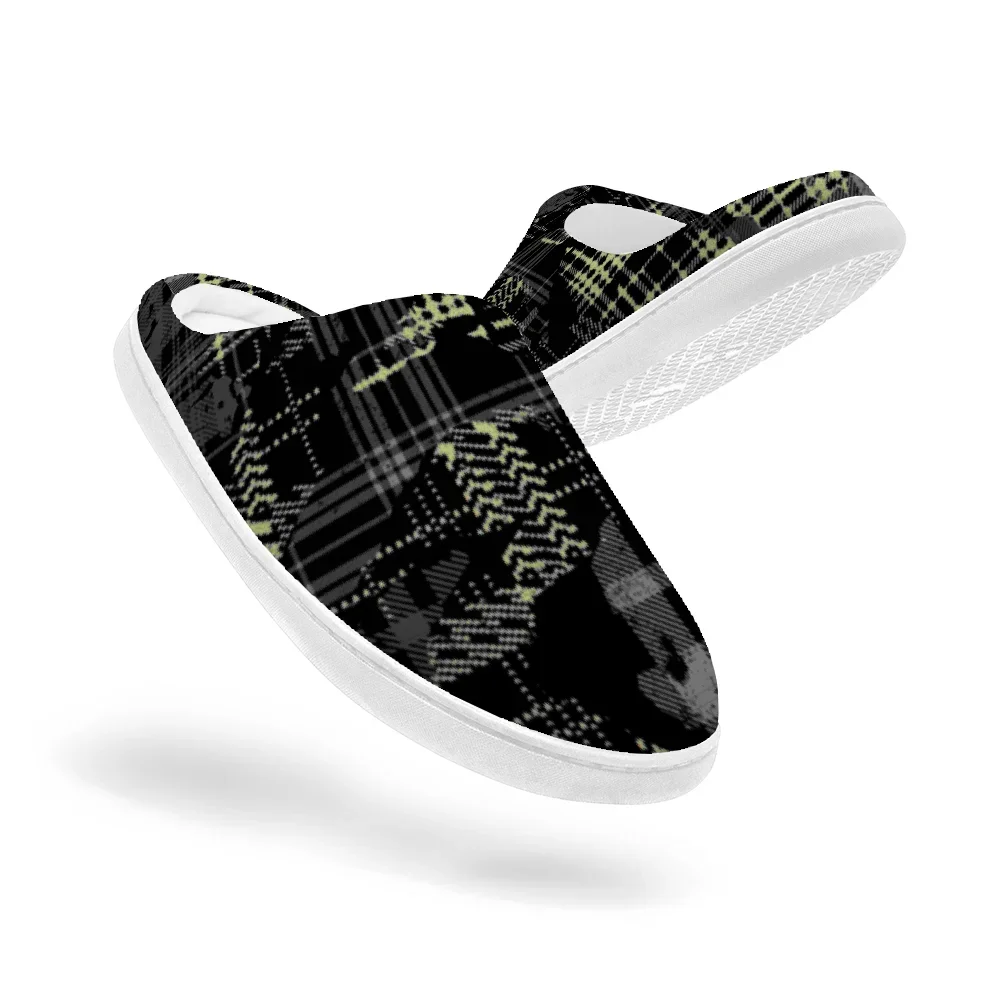 denim plaid Keep Smiling Home Cotton Slippers for High Quality Plush Casual Keep Warm Shoes Thermal Slipper