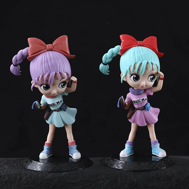 2pcs/set Anime Q Version Dragon Ball Bulma PVC Figure Toys Kids Toys Gifts Car Ornament 15cm