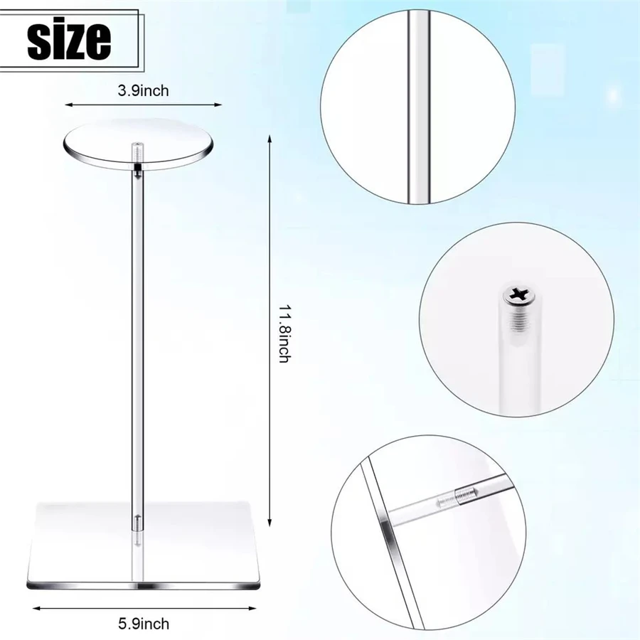 1Pc Clear Acrylic Hat Riser Bracket Wig Display Rack Clothing Store Hat Display Rack High Grade Cap Display Storage Shelf