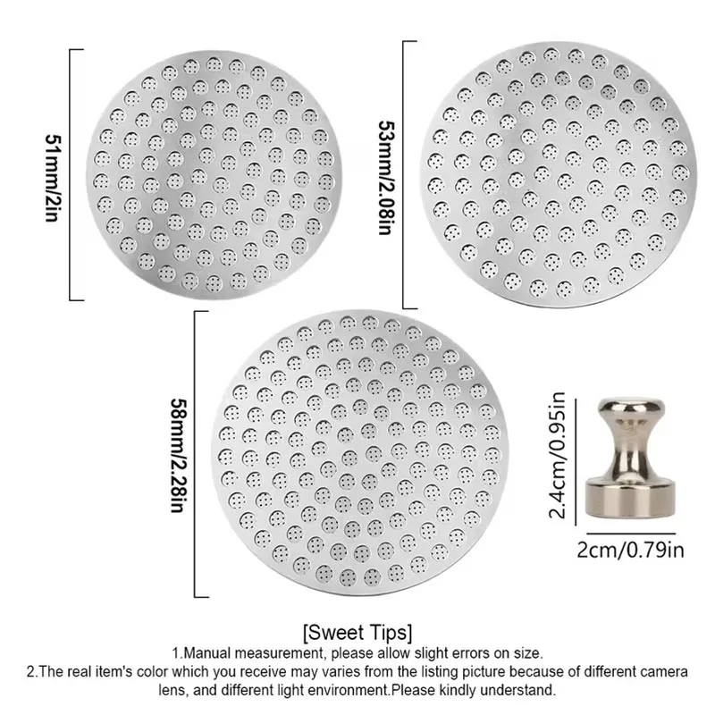 3pcs 51/53/58mm Reusable Espresso Puck Screen with Magnetic Pickup Tool And Storage Stand Portafilter Espresso Machine Supplies