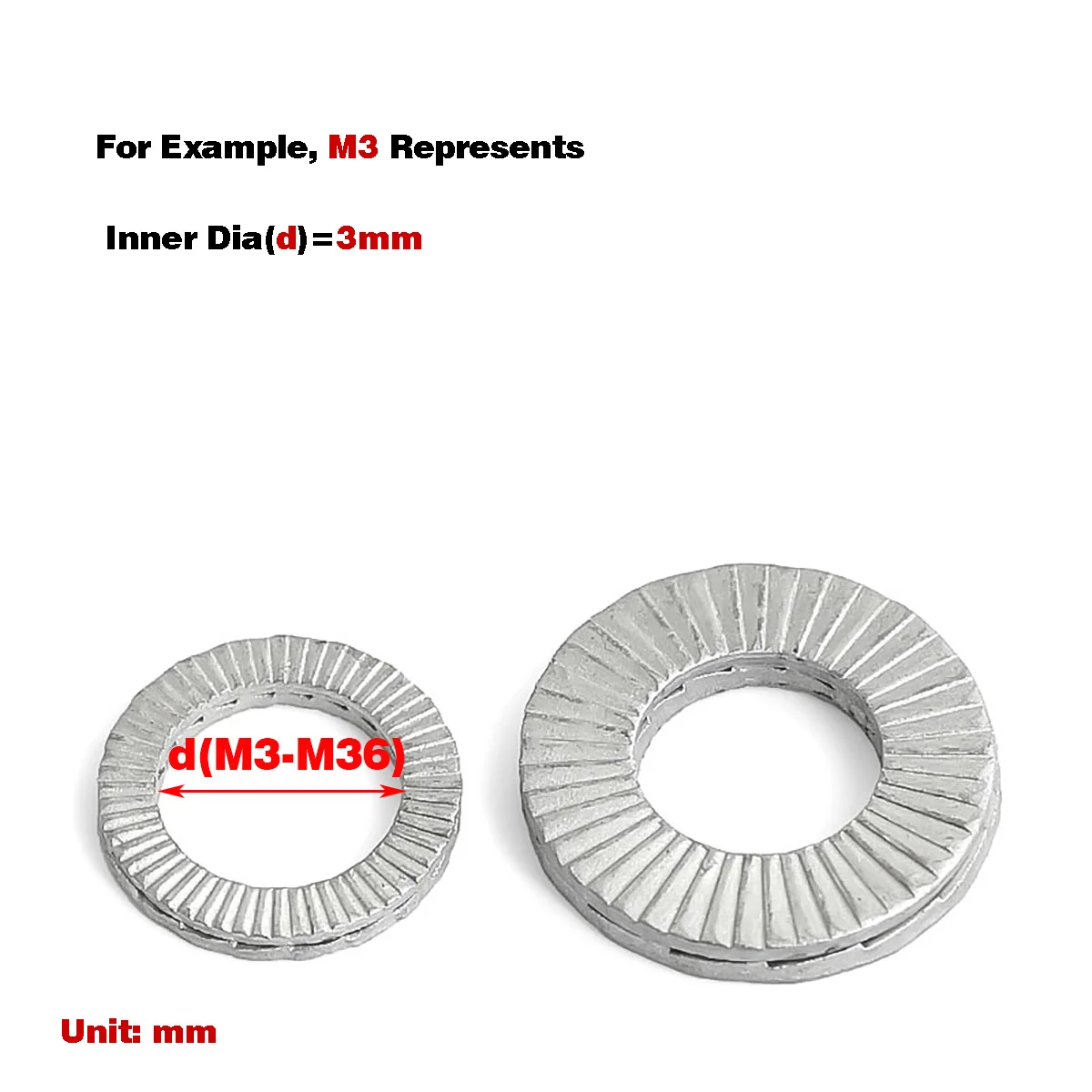 

304 Stainless Steel Double Stack Self-Locking Washer / Embedded Locking Gasket M3-M36