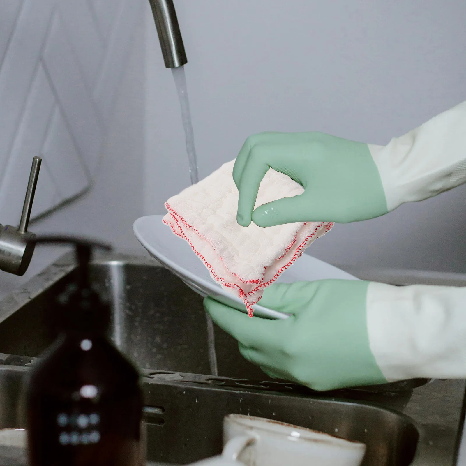 

3Pcs Thick Cotton Dish Cloths Lock Edge Kitchen Dishwashing Towels Oil Resistant Durable Multipurpose