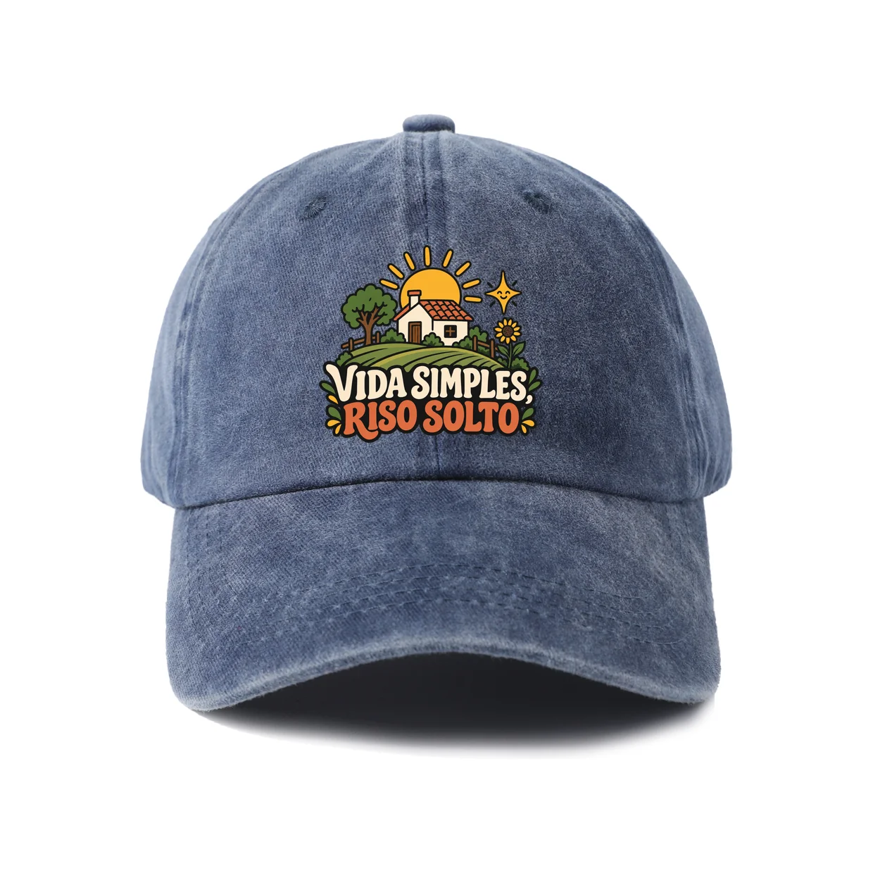 Vida Simples, Riso Solto Art Baseball Cap, Vintage Washed Adjustable Unisex Dad Hat, Travel Gift