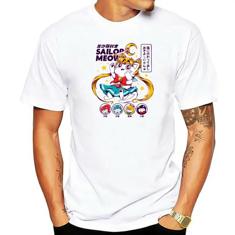 

jeden yona Sailor Moon T-Shirt Sailor Meow Koszulka z krótkim rękawem 6xl Koszulka 100% bawełna Streetwear Niesamowita graficzna koszulka męska