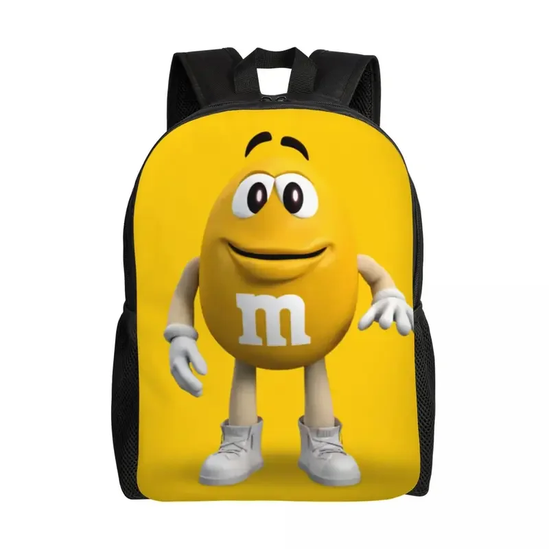 M & M's-Sac à dos de voyage de bonbons au chocolat pour hommes et femmes, cartable d'ordinateur scolaire, sac à dos d'étudiant de dessin animé